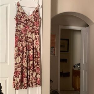 Chaps Red and Pink V-Neck Sundress for Weddings